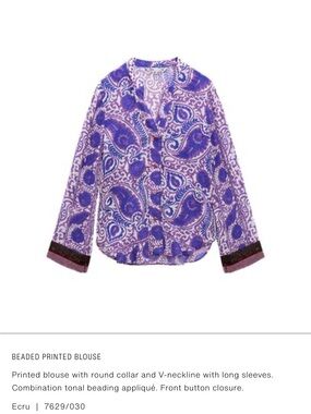 Zara Purple Paisley Wrap Blouse